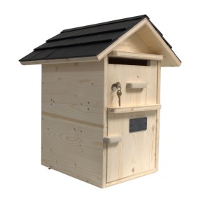 BOITE AUX LETTRES BOIS DOUBLE SUISSE-TUILES RESINE