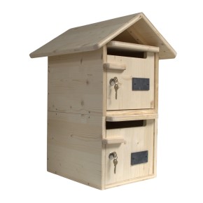 BOITE AUX LETTRES BOIS DOUBLE-TOIT BOIS