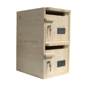 BOITE AUX LETTRES BOIS DOUBLE-TOIT BOIS PLAT