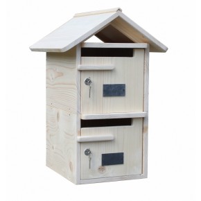 BOITE AUX LETTRES BOIS DOUBLE-TOIT BOIS