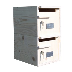 BOITE AUX LETTRES BOIS DOUBLE-TOIT BOIS PLAT